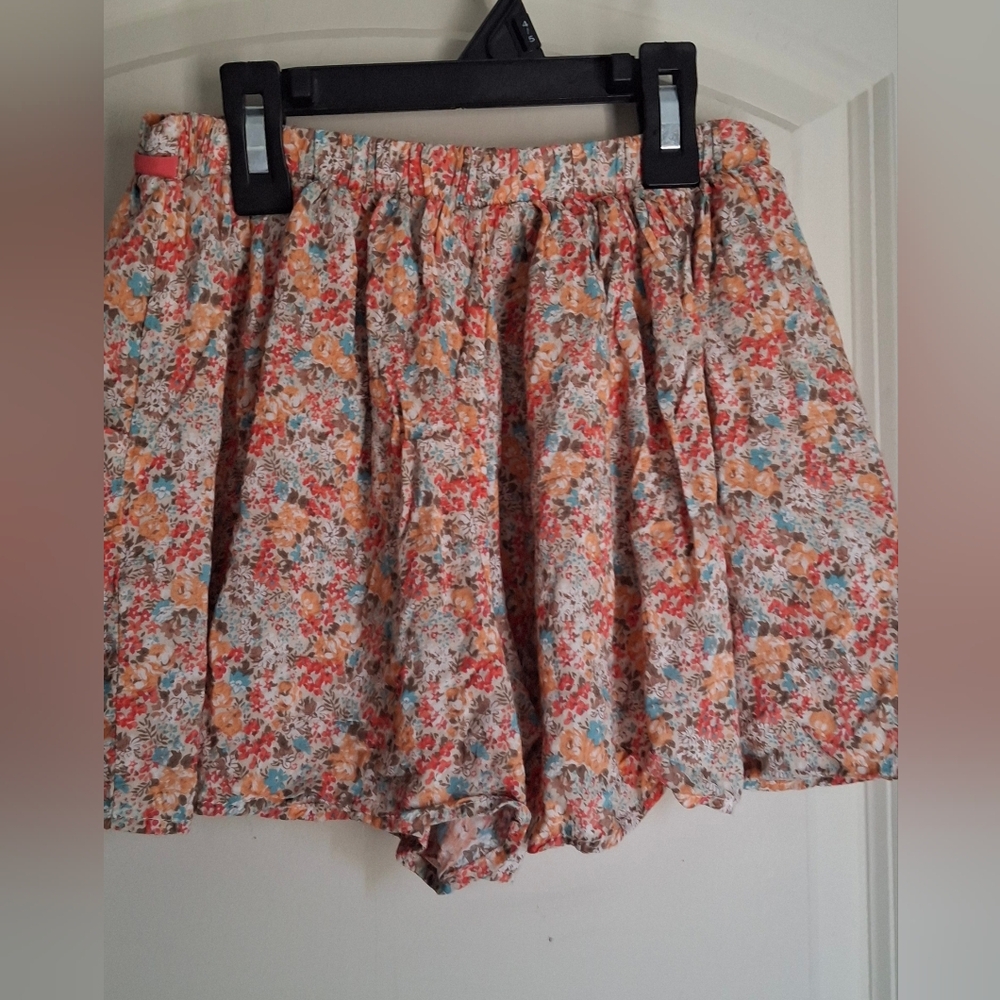 Floral Print Girls Short Skirt Flowy Sz 10/12 Summer Beachy Travel Casual Boho - Picture 2 of 4